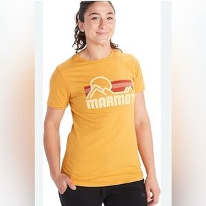 Marmot Woman’s Coastal Crew Neck TShirt, Marigold, Size XL